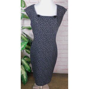 Calvin Klein Gray Blk Animal Print Textured Sheath Dress Classic Small